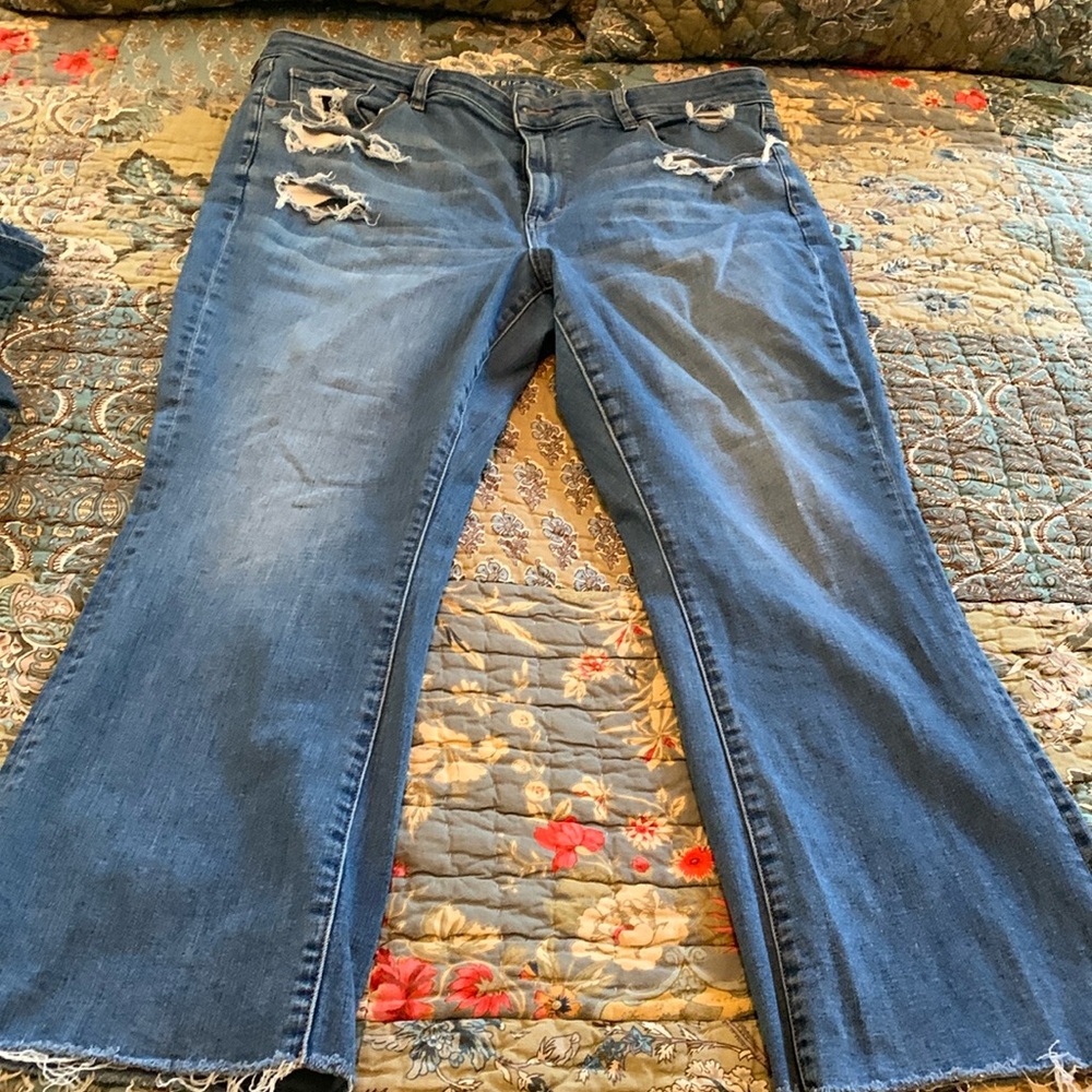 American Eagle Outfitters - Hi Rise skinny kick crop Stretch Distressed Blue 20